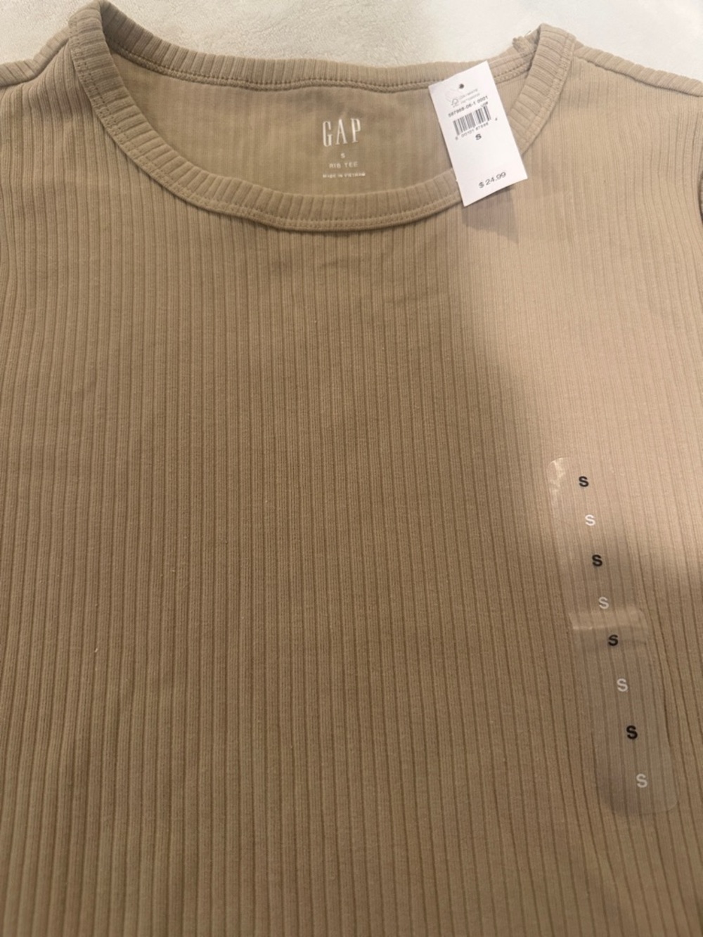 GAP Men's Ribbed Crew Tee - Beige/Tan